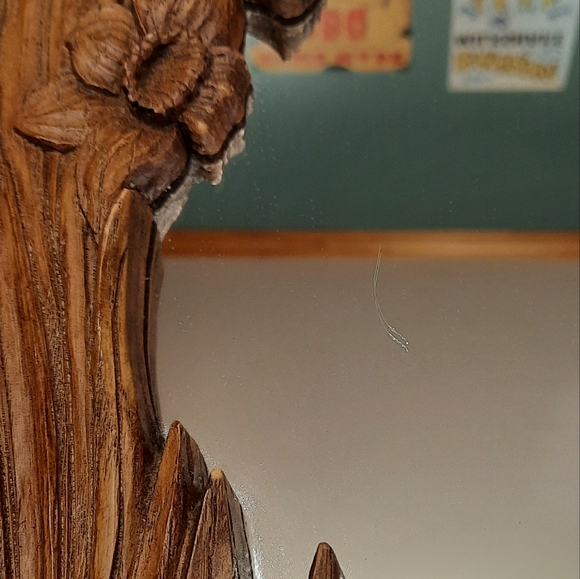 VINTAGE EINAR JOHANSEN WOOD CARVED MIRROR 1976 BUTTERFLY DAFFODIL BLUEBELLS - Picture 16 of 16